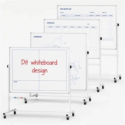 Whiteboard svingtavle med print på en side, på mobilt stativ - 120x180 cm